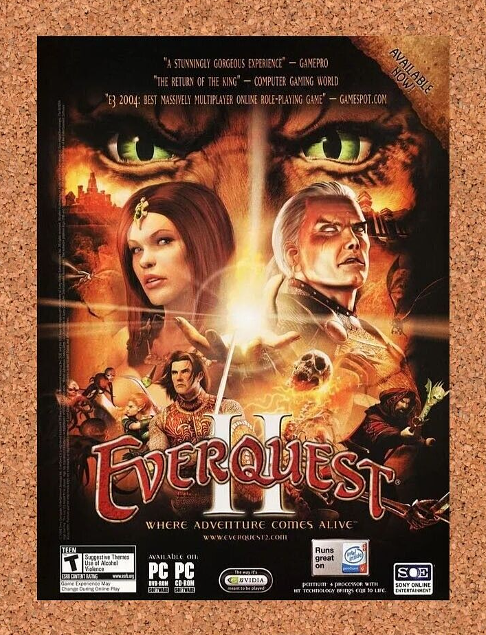 EverQuest II PC Original 2007 Ad Authentic SOE MMORPG Video Game Promo v1