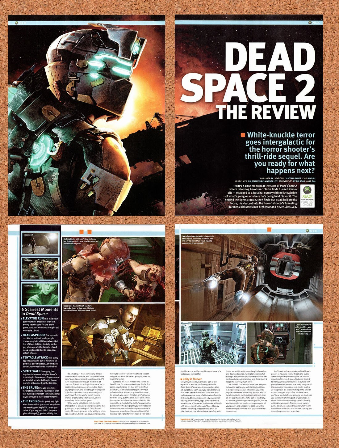 2010 Dead Space 2 Xbox 360 The Review Original 4-Part Ad / Retro Wall Art v1