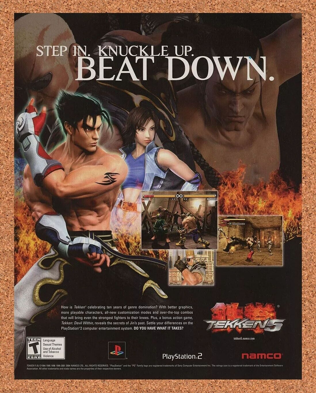 Tekken 5 PS2 Original 2007 Ad Authentic PS2 Namco Video Game Promo