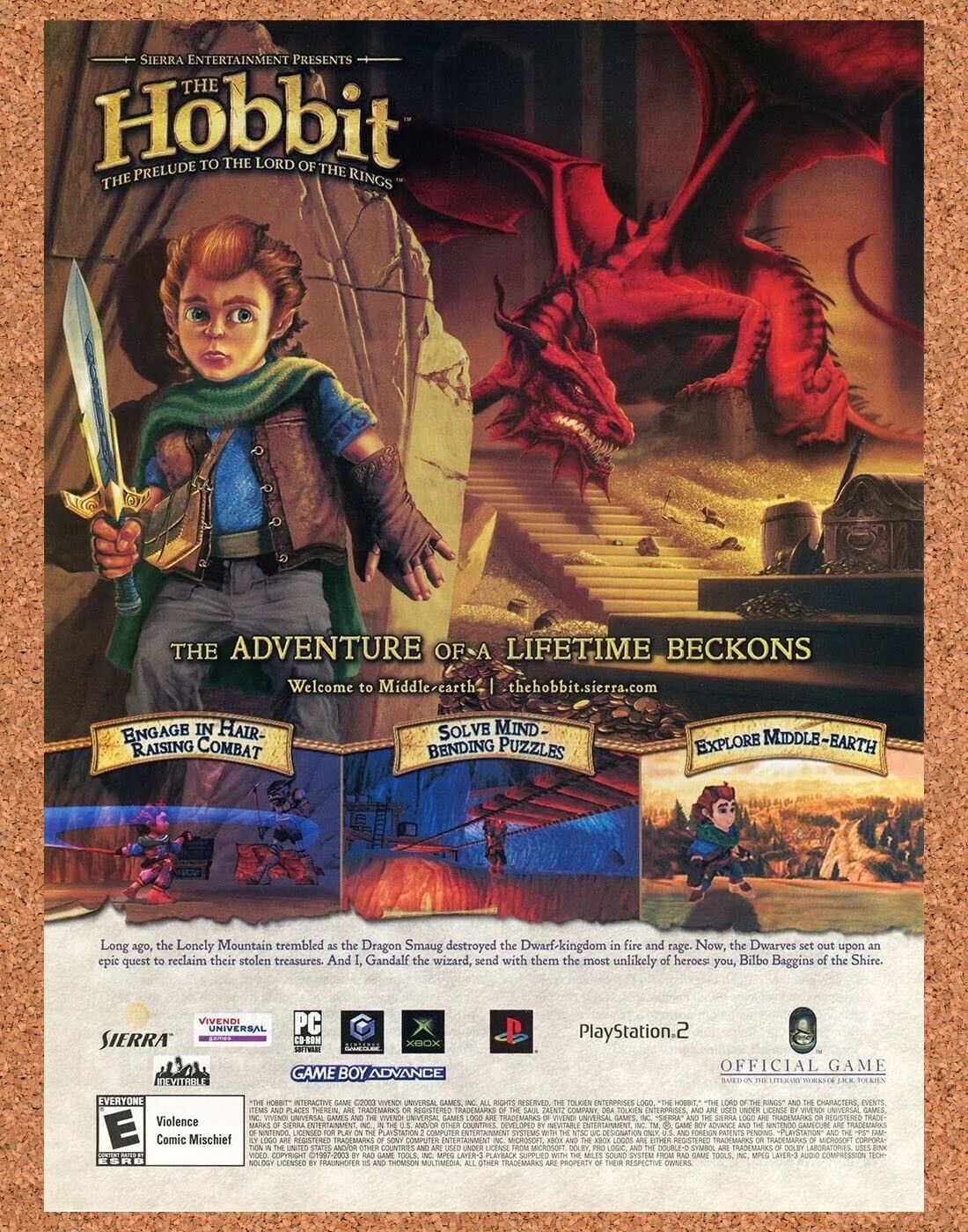 Lord Of The Rings The Hobbit PS2 Original 2005 Ad Authentic Video Game Promo