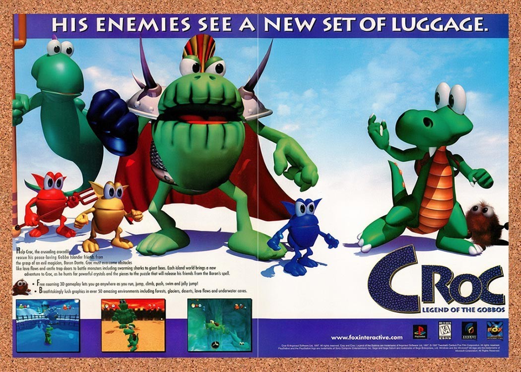 1997 Croc Legend Of The Gobbos PS1 Original Advertisement / Retro Promo v2