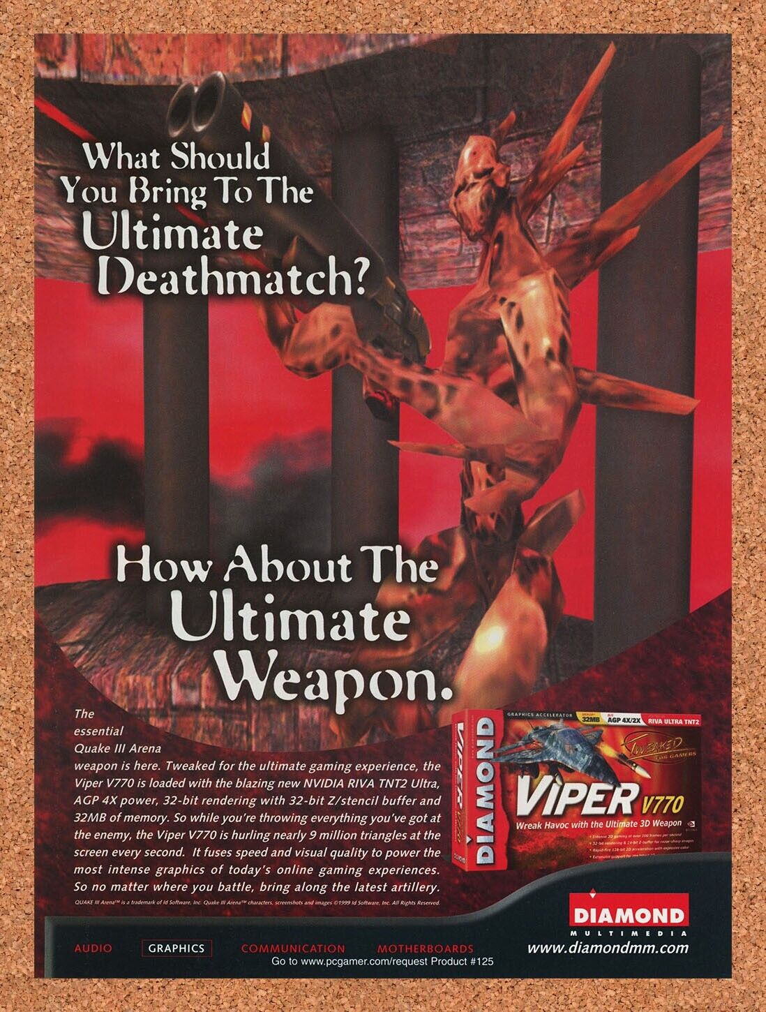 1999 Quake III Arena Viper V770 Original Advertisement / Retro Wall Art v6