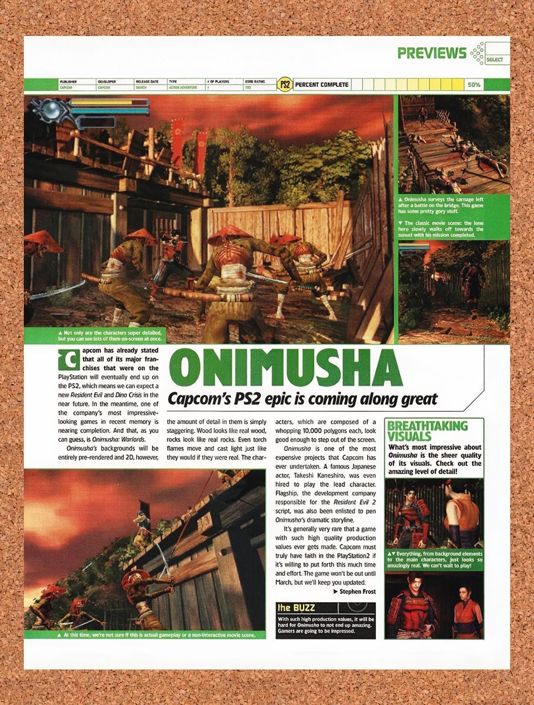 2000 Onimusha Warlords PS2 Original Advertisement / Retro Promo vr5