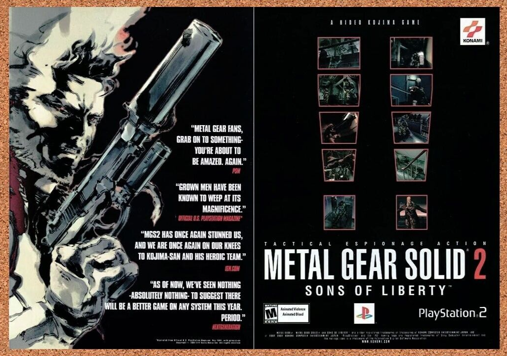 Metal Gear Solid 2 PS2 Sons Liberty Original 2002 Ad Authentic Game Promo
