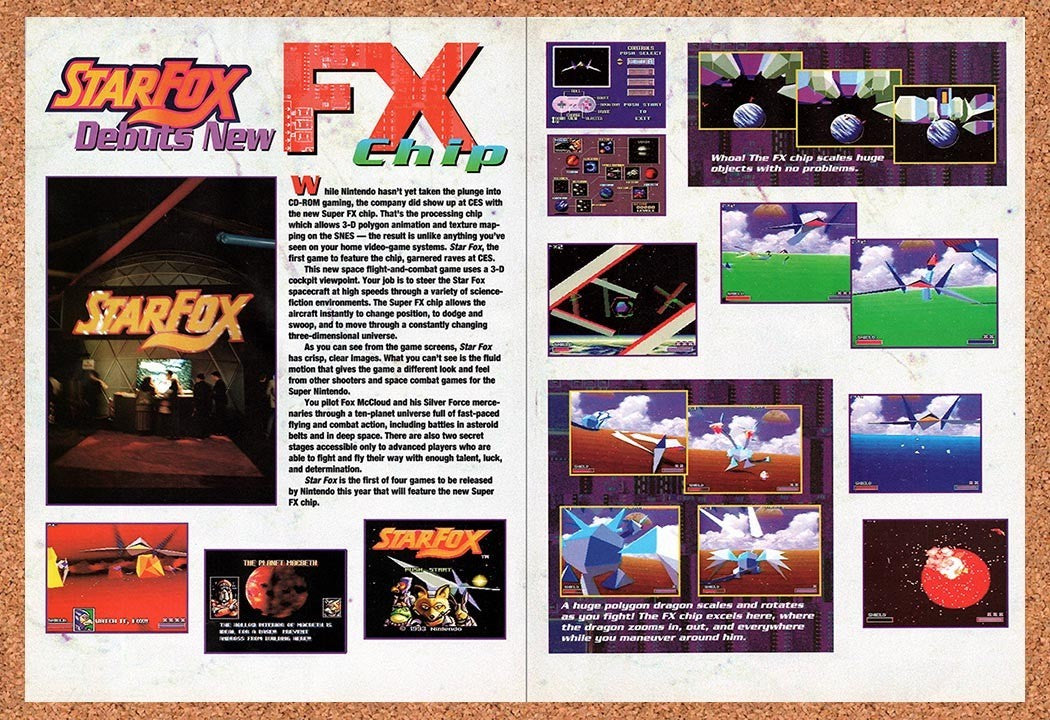 1993 Star Fox SNES FX Chip Original Advertisement / Retro Promo v2