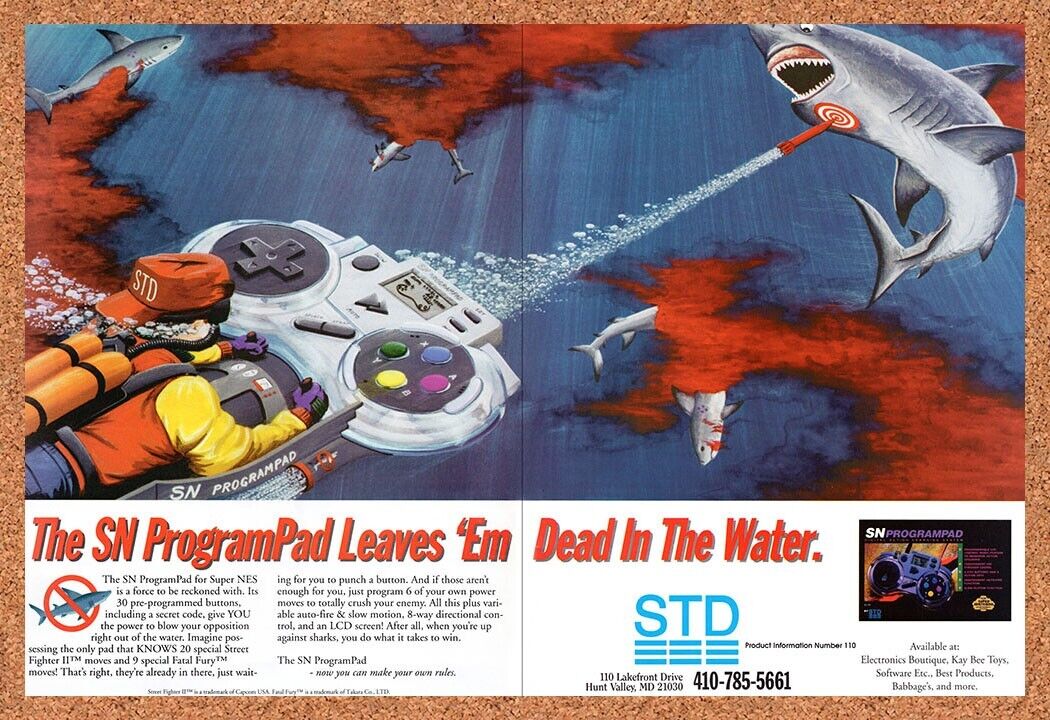 1993 Nintendo SNES SN ProgramPad Original Advertisement / Retro Wall Art v7