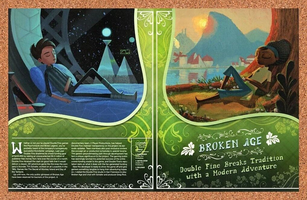 Broken Age Switch Original 2015 Ad Authentic Indie Nintendo Video Game Promo