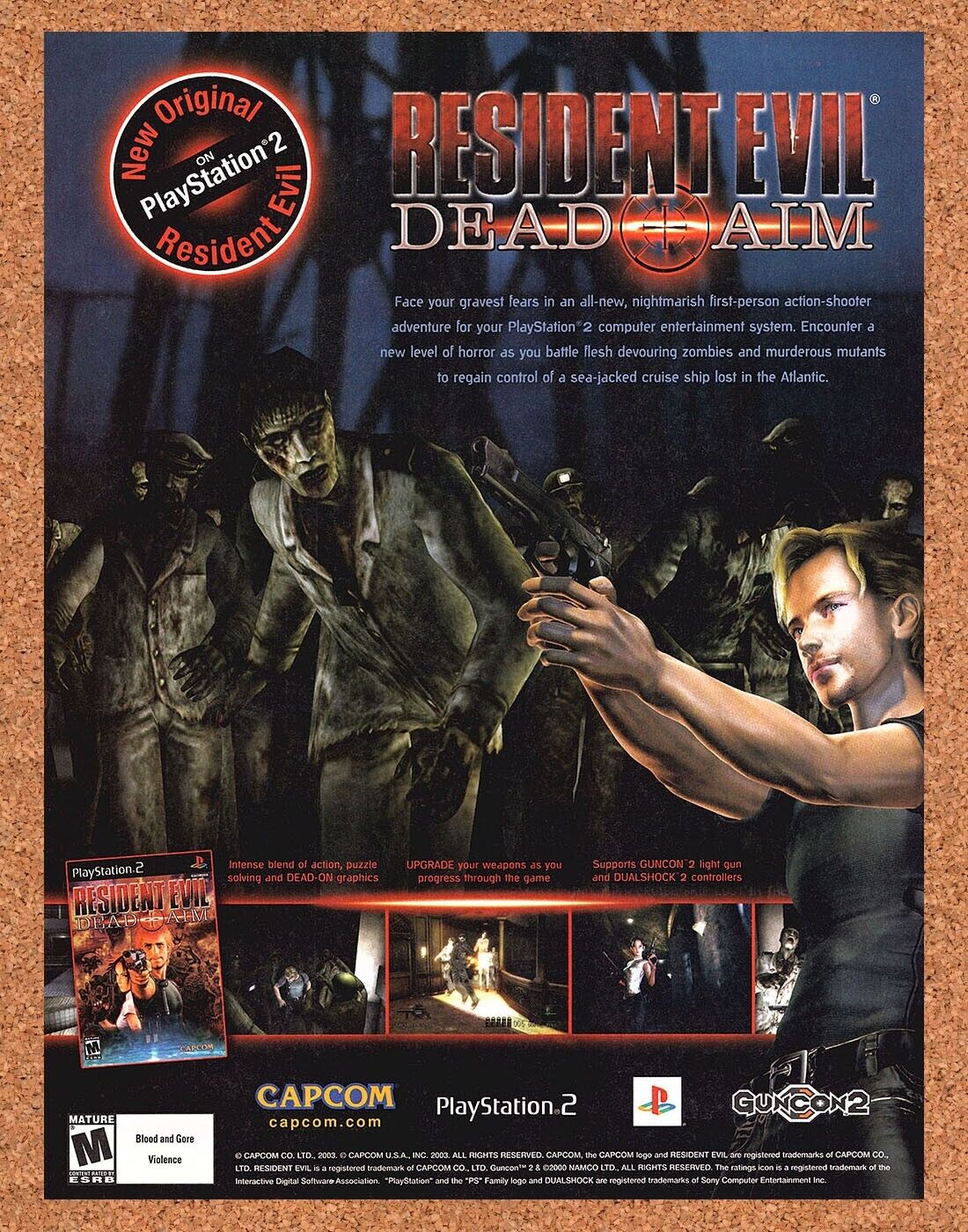 Resident Evil Dead Aim PS2 GunCon Original 2003 Ad Authentic Game Promo Art 2
