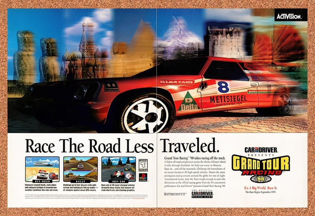 1997 Grand Tour Racing PS1 Original Advertisement / Retro Promo v1