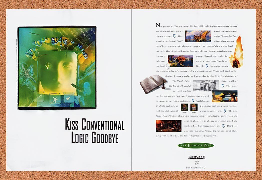 1994 Hand Of Fate PC Original Advertisement / Retro Promo v1