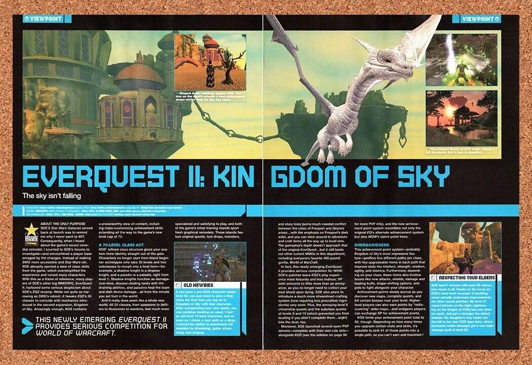 EverQuest 2 Kingdom Of Sky Original 2006 Vintage Ad - Video Game Review Promo
