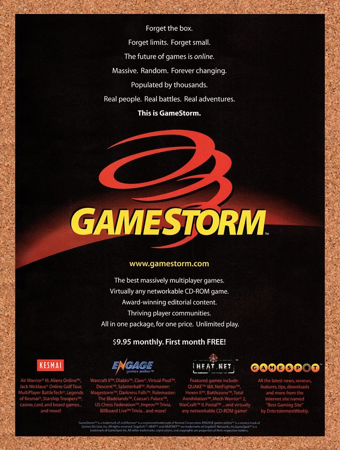 1998 GameStorm Online Gaming Platform Original Advertisement / Retro Promo v1