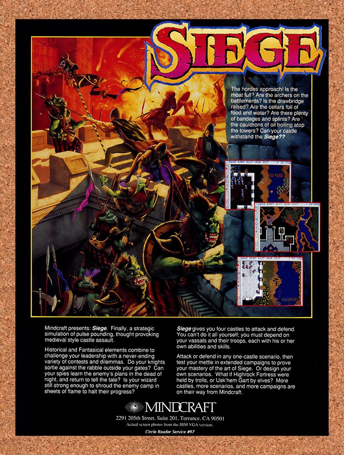 1992 Siege IBM Original Advertisement / Retro Promo v1
