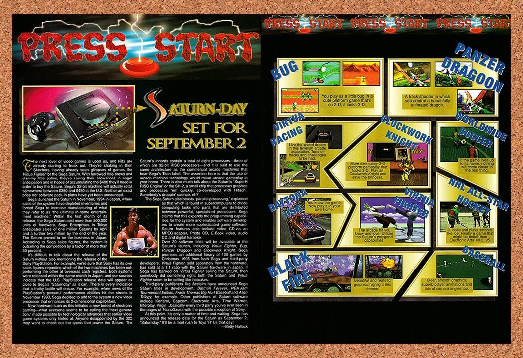1995 Sega Saturn Upcoming Release Original Advertisement / Retro Promo vc10