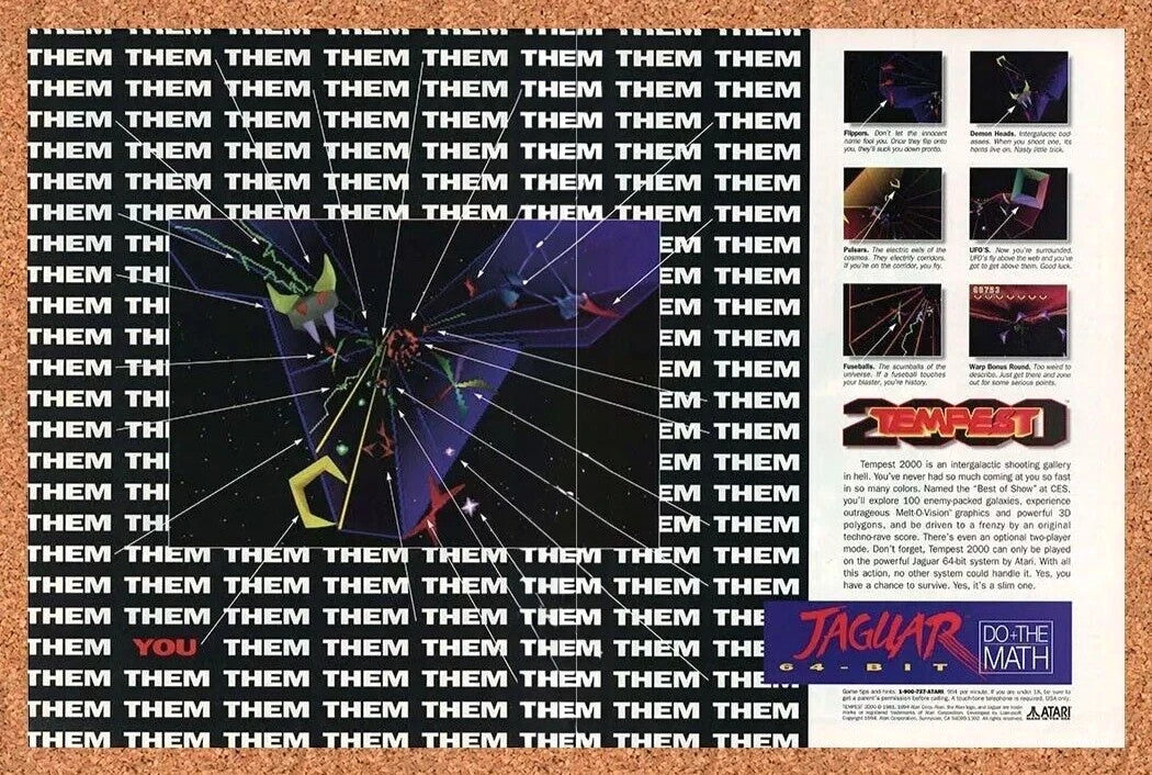 1994 Tempest 2000 Atari Jaguar Original Advertisement / Retro Promo v1
