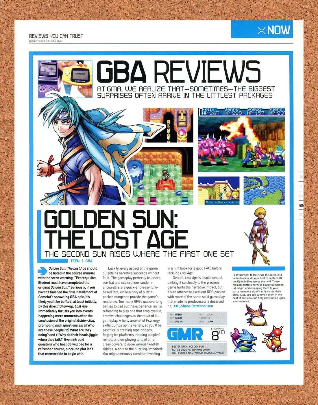 Golden Sun The Lost Age GBA Original 2003 Ad Authentic Nintendo Video Game Promo