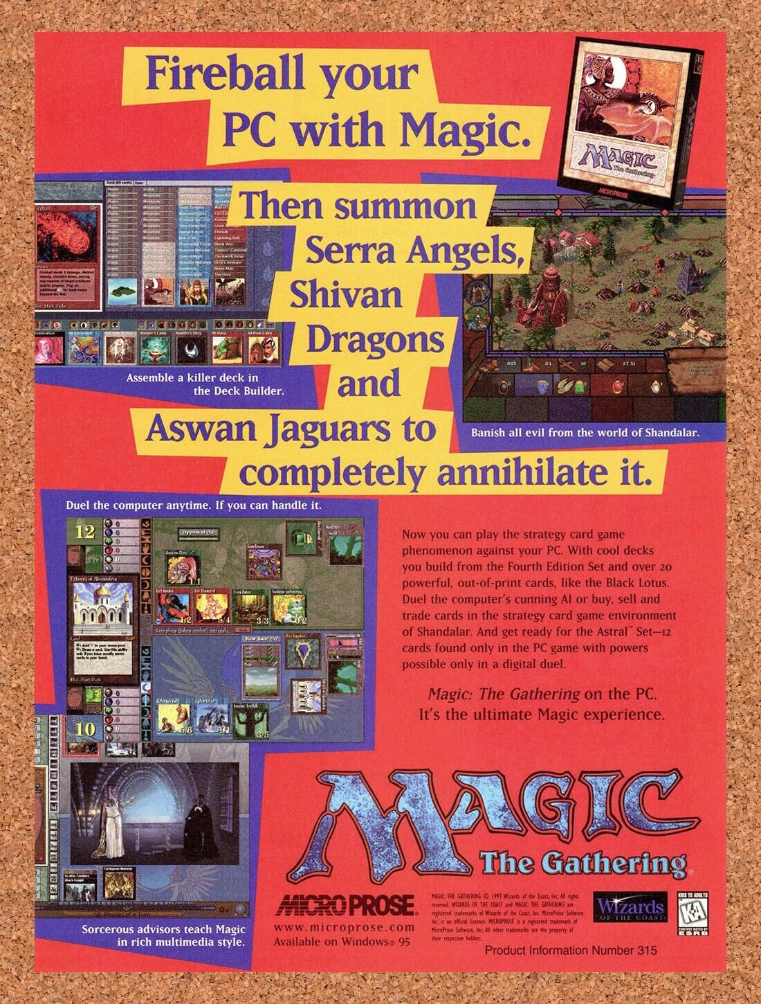Magic The Gathering PC Original 1999 Ad Authentic Microprose Video Game Promo