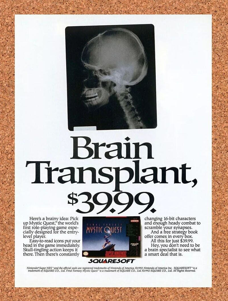 Final Fantasy Mystic Quest SNES Original 1993 Ad Authentic Squaresoft RPG Promo