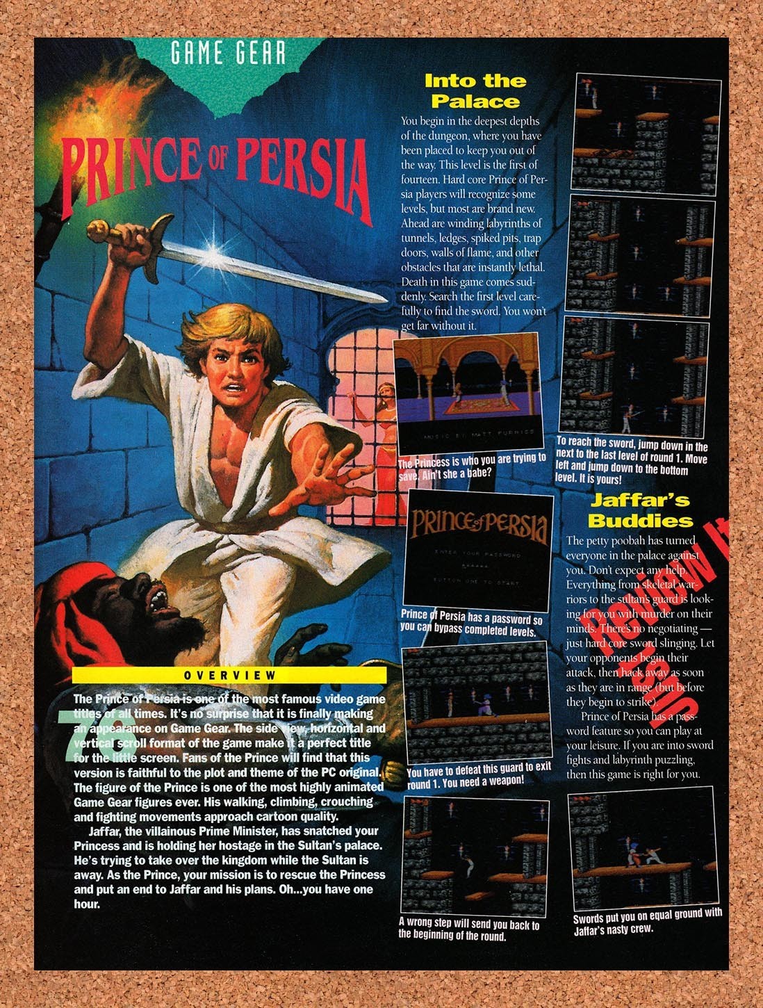 1992 Prince Of Persia Game Gear Original Advertisement / Retro Promo vr3