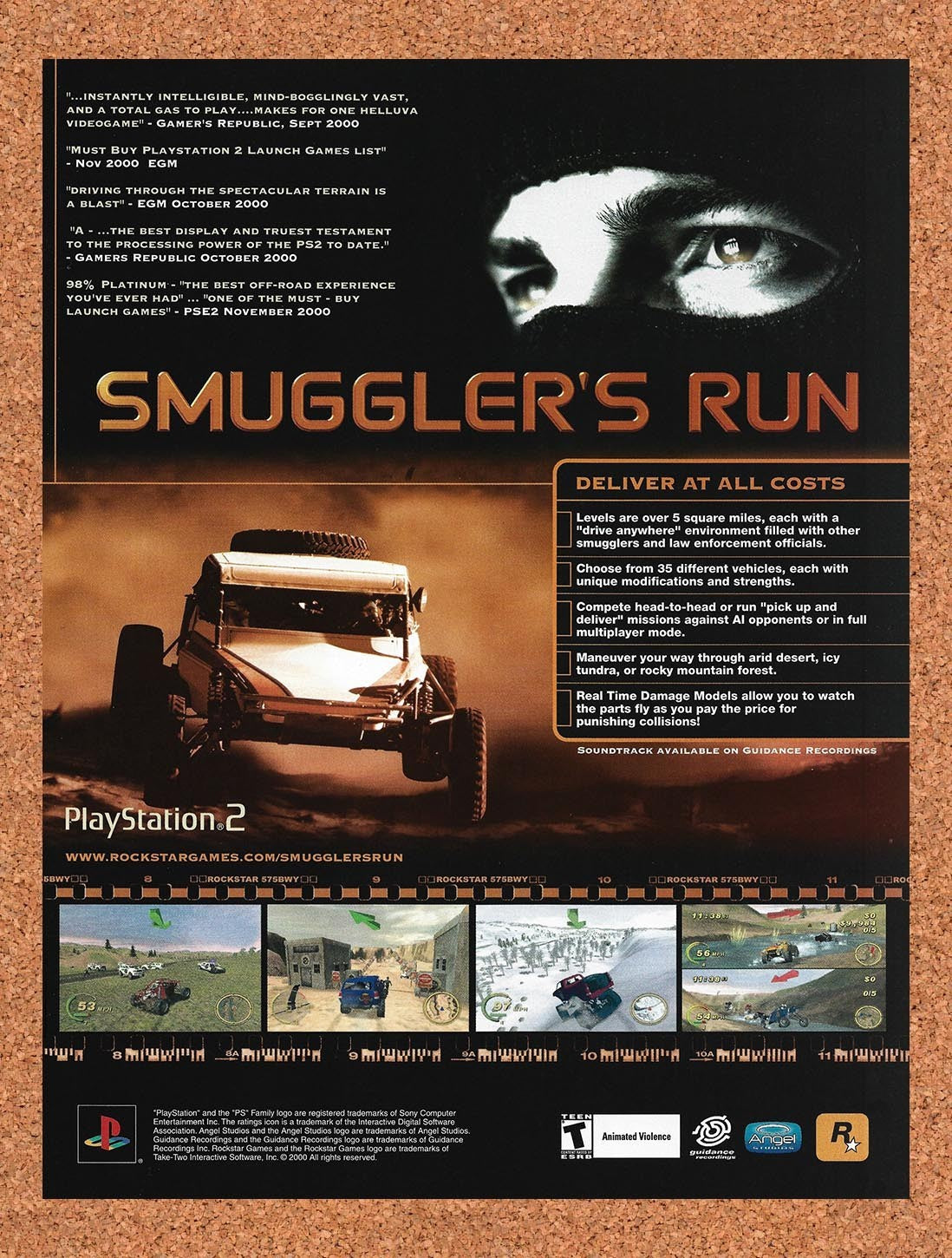 2001 Smuggler's Run PS2 Original Advertisement / Retro Promo v2