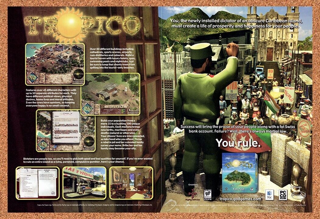 2001 Tropico PC Original Advertisement / Retro Wall Art v1