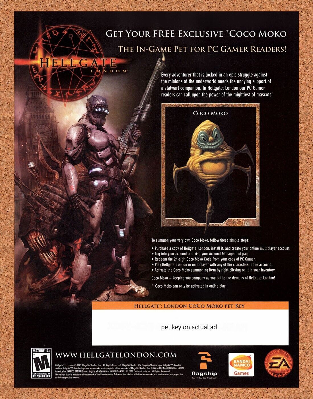 Hellgate London PC Original 2007 Vintage Ad - Coco Moko In-Game Pet Promo