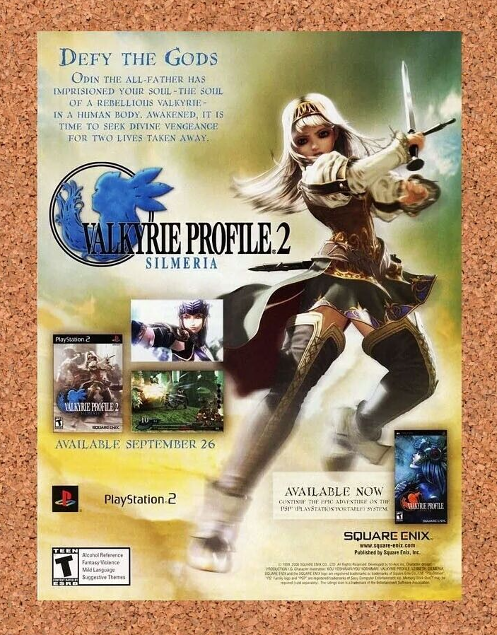 Valkyrie Profile 2 PS2 Original 2007 Ad Authentic Square Enix Game Promo