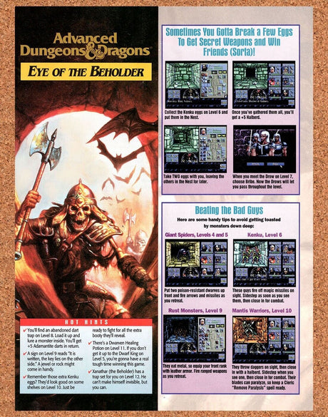 Advanced Dungeons & Dragons Eye Of The Beholder Genesis Original 1994 Vintage Ad
