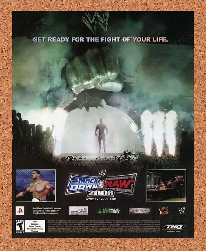 WWF Smackdown vs RAW PS3 Original 2007 Ad Authentic THQ Video Game Promo