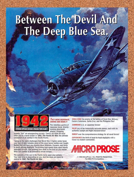 1994 - 1942 The Pacific Air War IBM Original Advertisement / Retro Promo v1