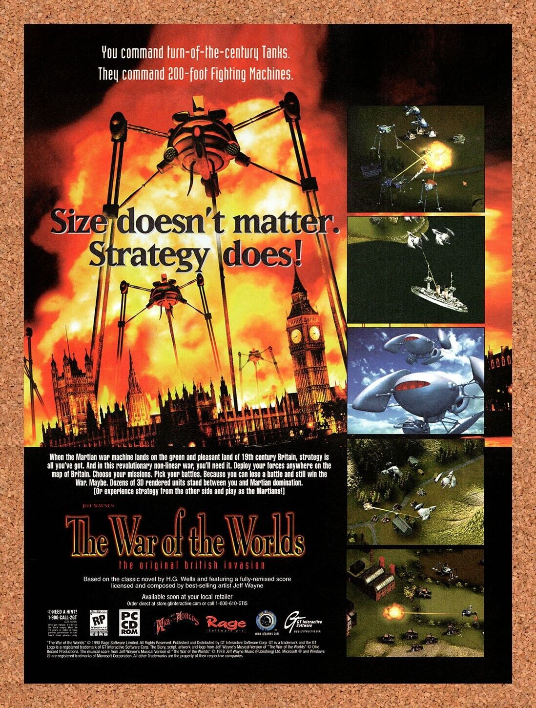 1998 War Of The Worlds PC Original Advertisement / Retro Wall Art v1