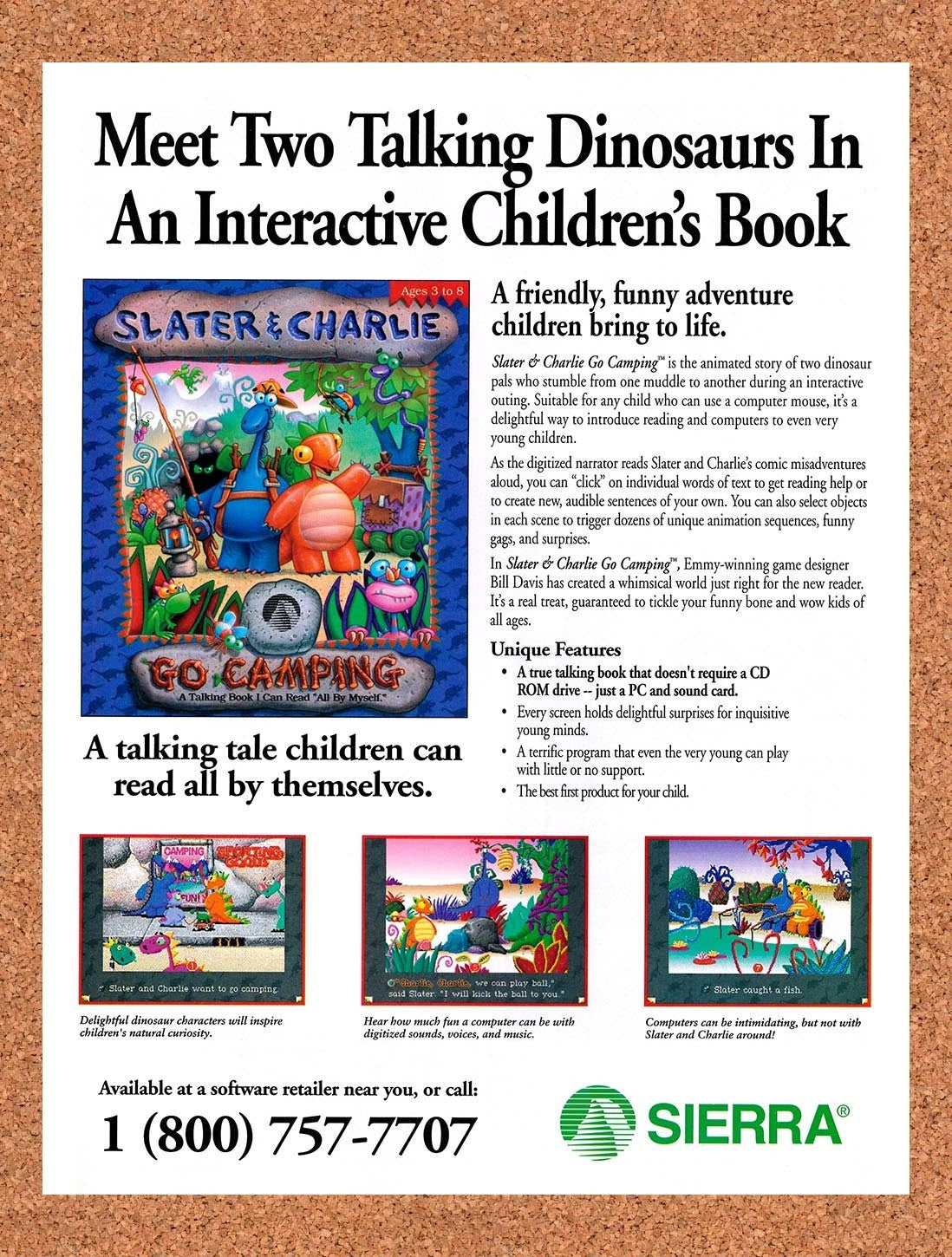 1993 Slater & Charlie Go Camping MS-DOS Original Advertisement / Retro Promo v1