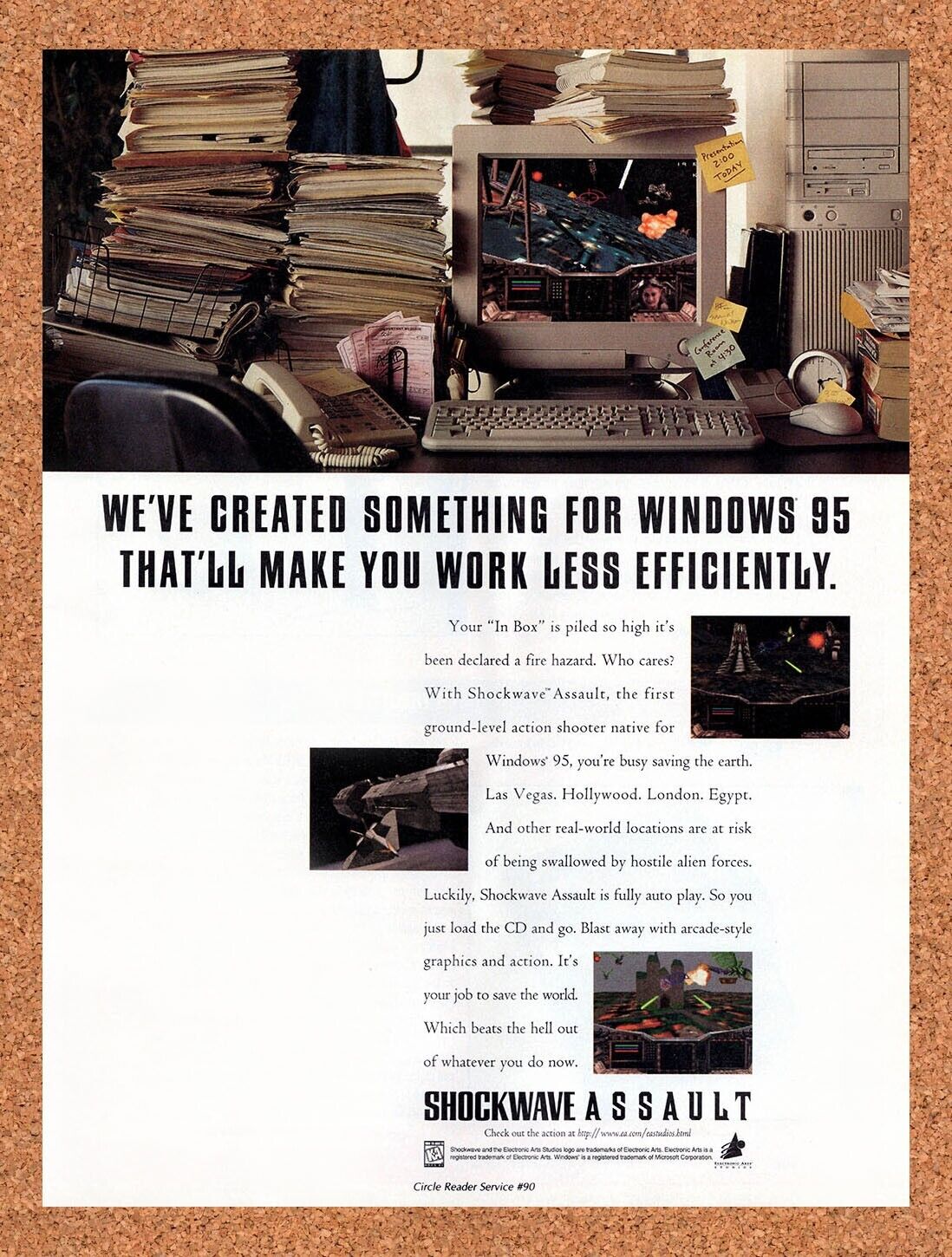 Shockwave Assault PC Original 1995 Vintage Ad - Video Game Promo