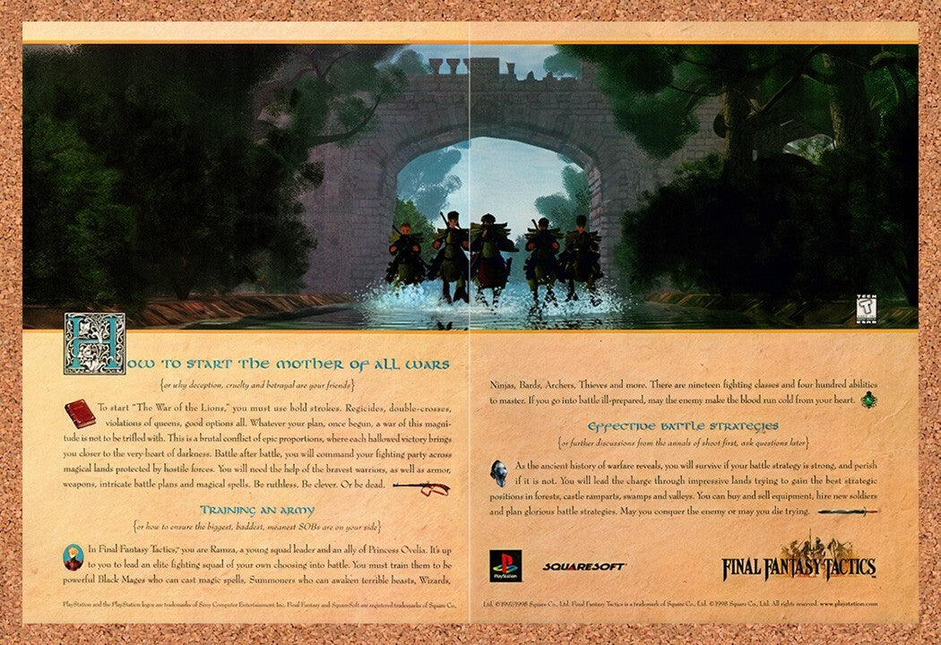 1998 Final Fantasy Tactics PS1 Original Advertisement / Retro Wall Art v1