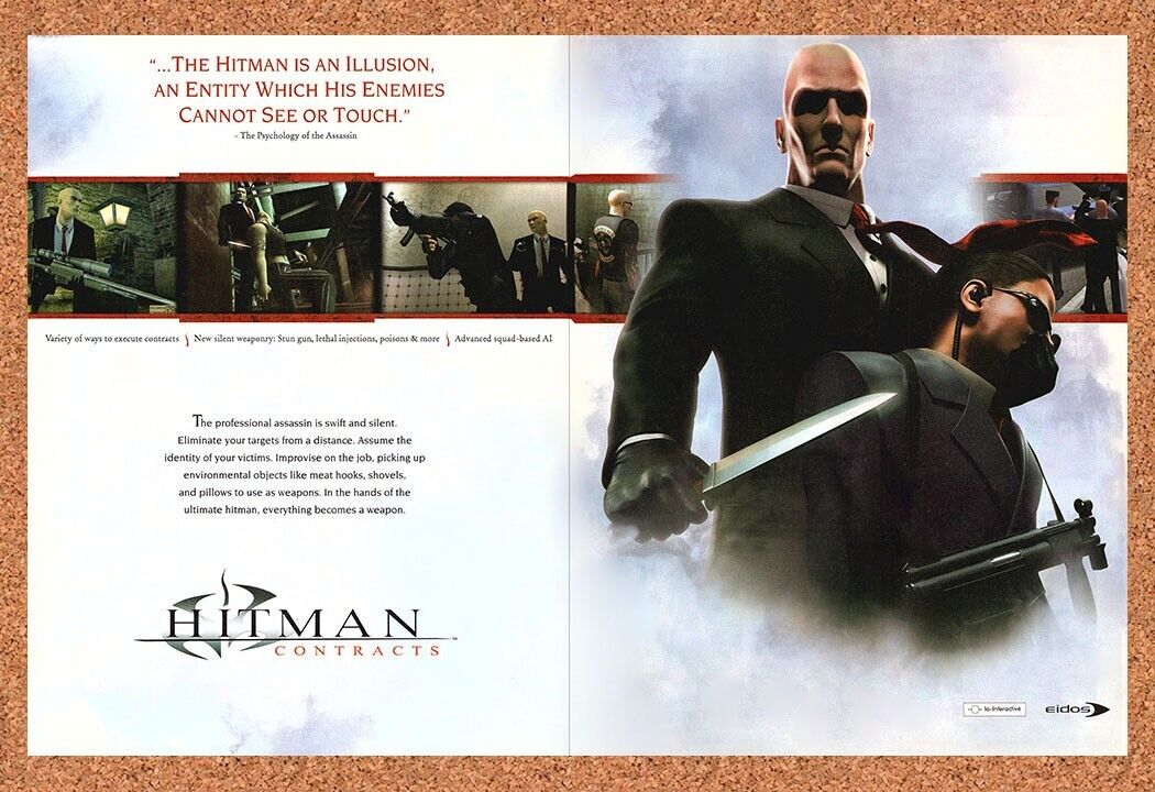 Hitman Contracts PS2 Original 2004 Print Ad Authentic Video Game Art Promo