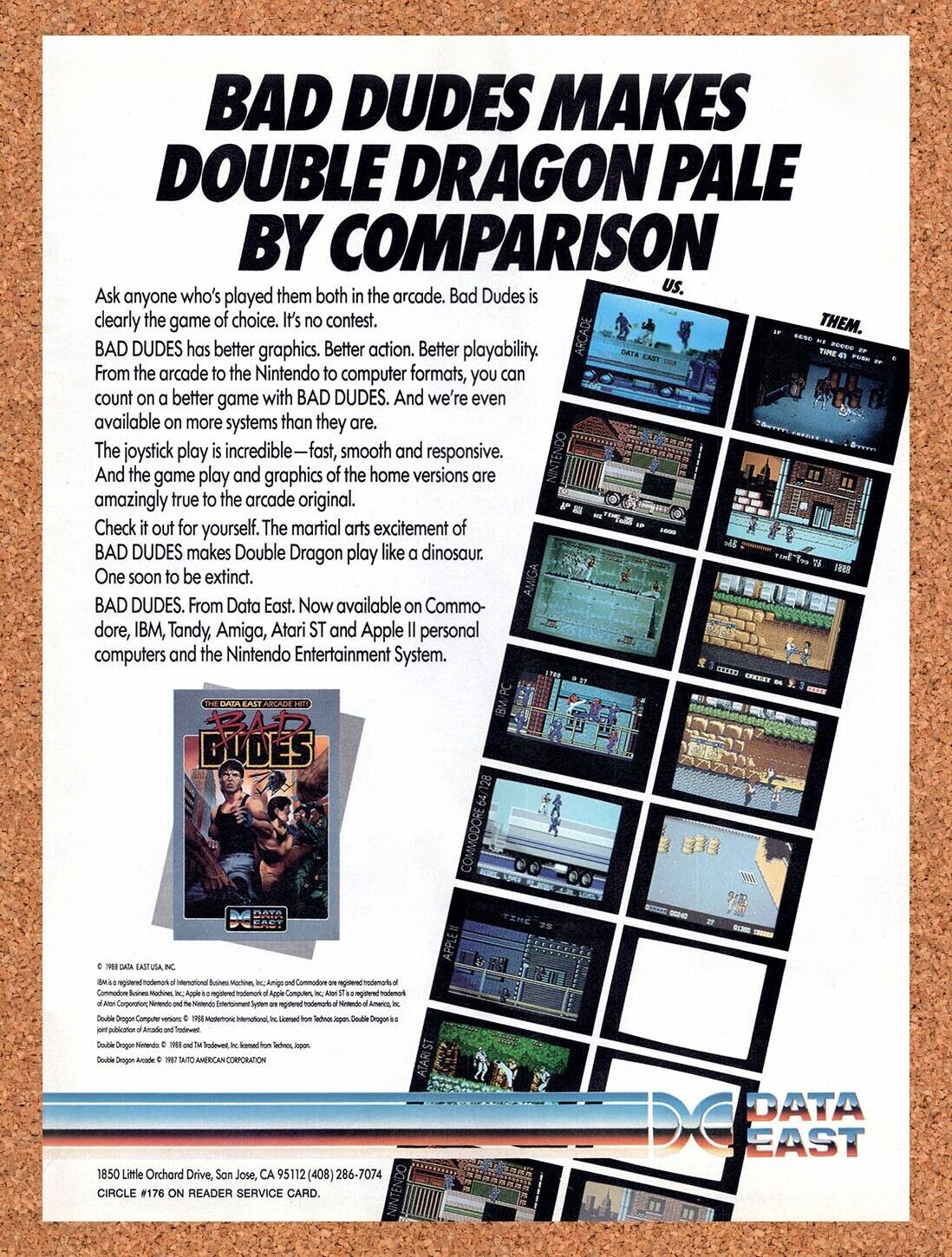 1988 Bad Dudes NES Original Advertisement / Retro Wall Art v1