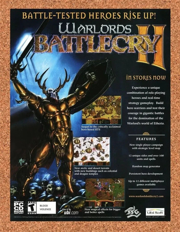 2002 Warlords Battlecry II PC Original Advertisement / Retro Promo v1