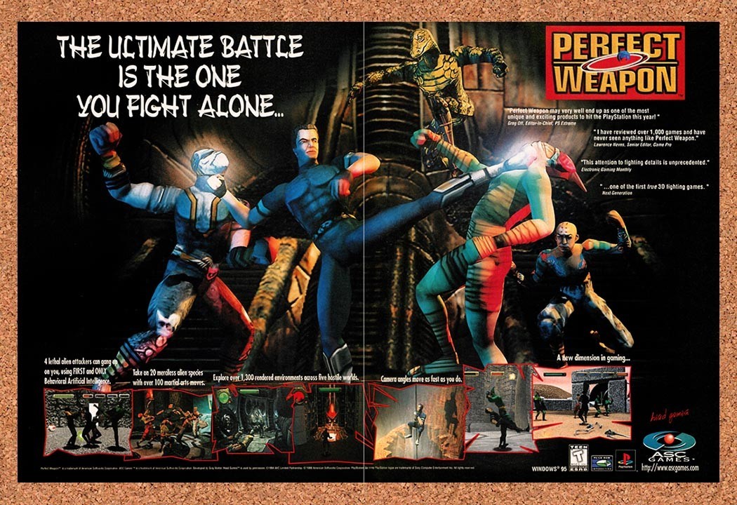 1997 Perfect Weapon PS1 Original Advertisement / Retro Promo v2