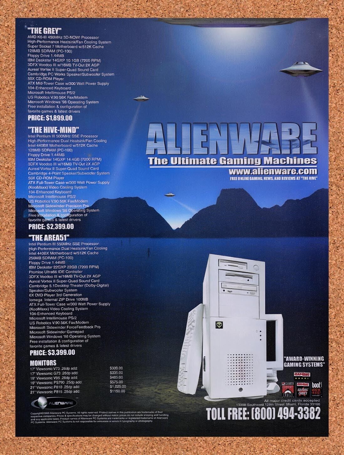 1999 Alienware The Grey Original Advertisement / Retro Wall Art v32