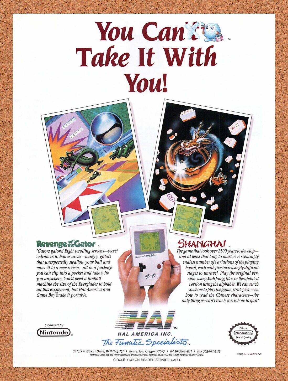 1989 Hal America Game Boy Games Original Advertisement / Retro Wall Art v3