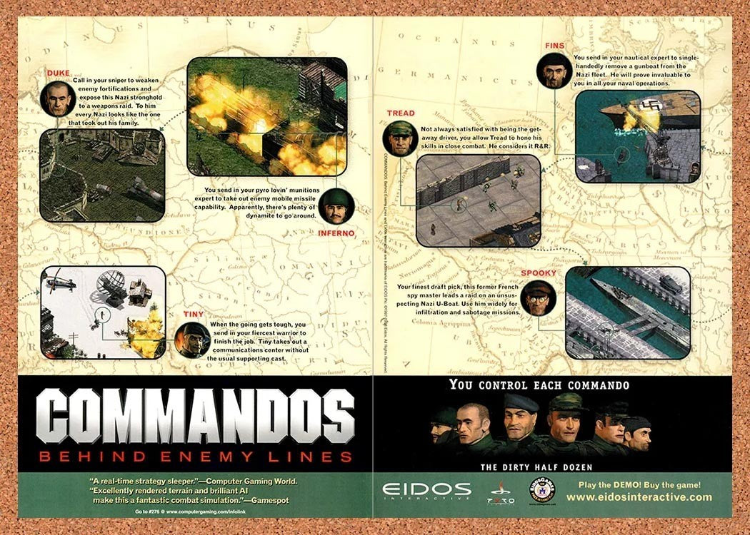 1998 Commandos Behind Enemy Lines PC Original Advertisement / Retro Promo v3