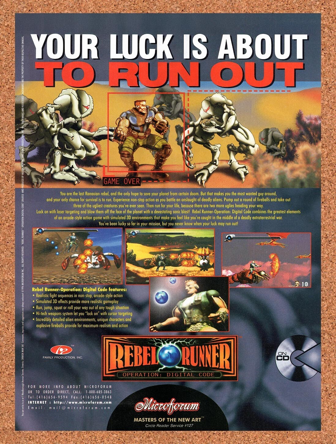 1996 Rebel Runner Operation Digital Code PC Original Ad / Retro Wall Art v1