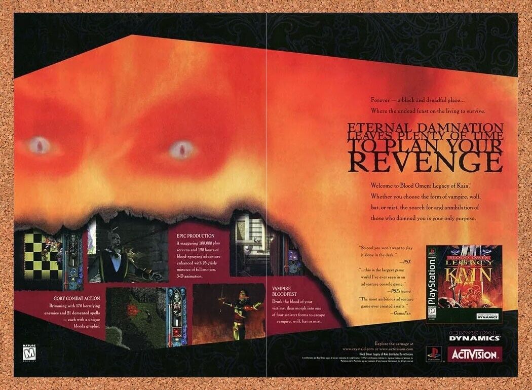 Legacy Of Kain Blood Omen PS1 Original 1997 Ad Authentic Video Game Promo