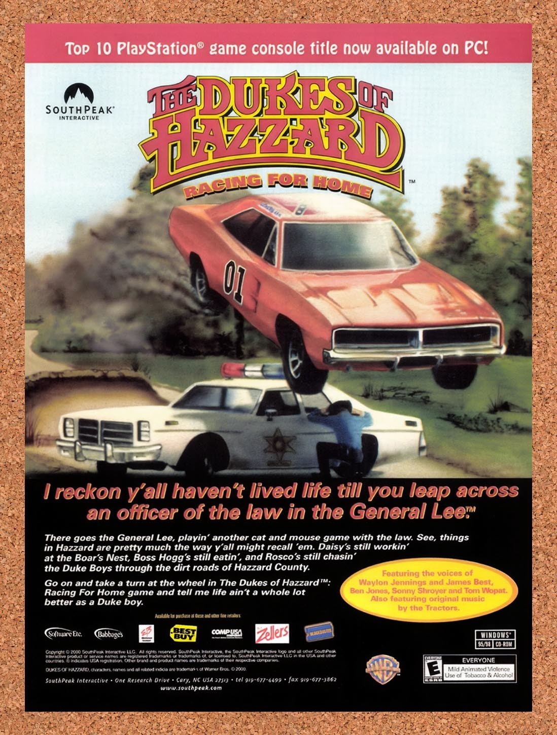 2000 Dukes Of Hazard Racing For Home PC Original Advertisement / Retro Promo v2