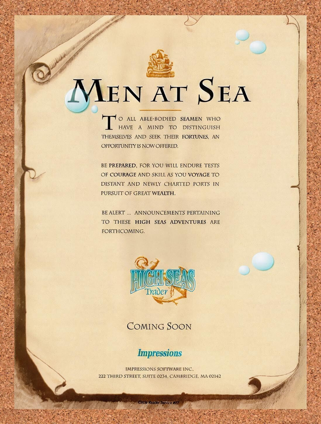 1994 High Seas Trader Amiga Original Advertisement / Retro Wall Art v1