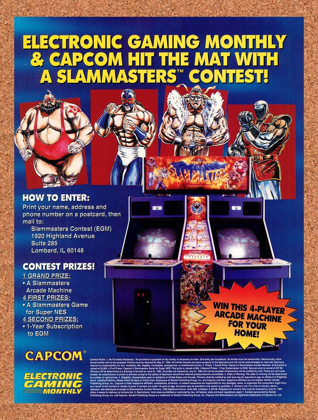 1994 Saturday Night Slam Master Arcade Machine Sweepstakes Original Ad v4