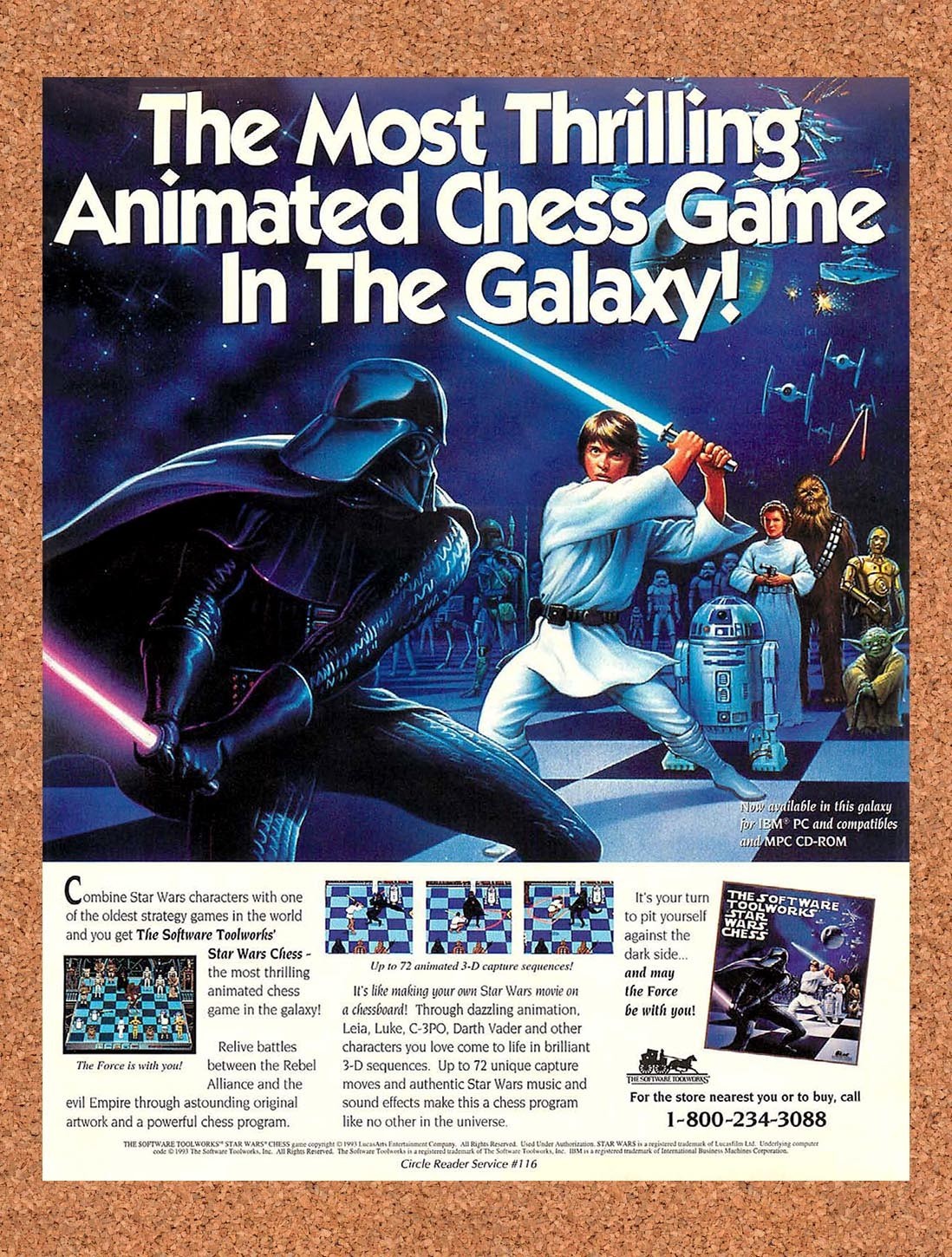 1994 Star Wars Chess Software Toolworks Original Advertisement / Retro Promo v2