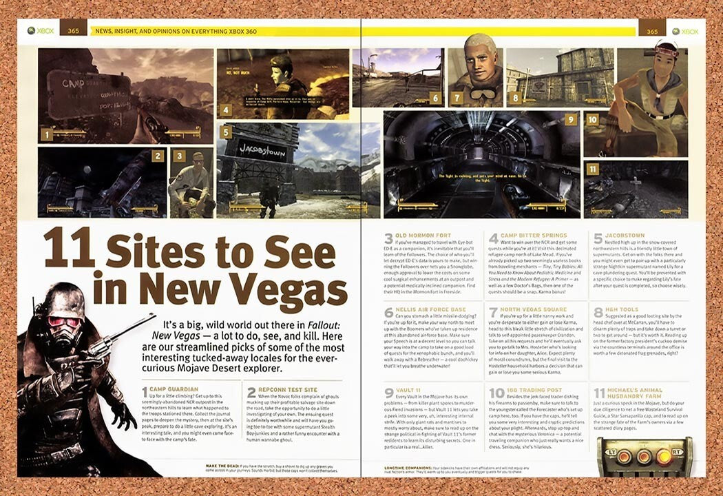 2010 Fallout New Vegas 11 Sites To See In New Vegas Original Ad / Wall Art v3