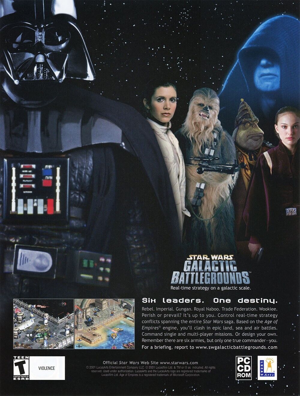 Star Wars Galactic Battlegrounds PC Original 2003 Ad Authentic Video Game Promo