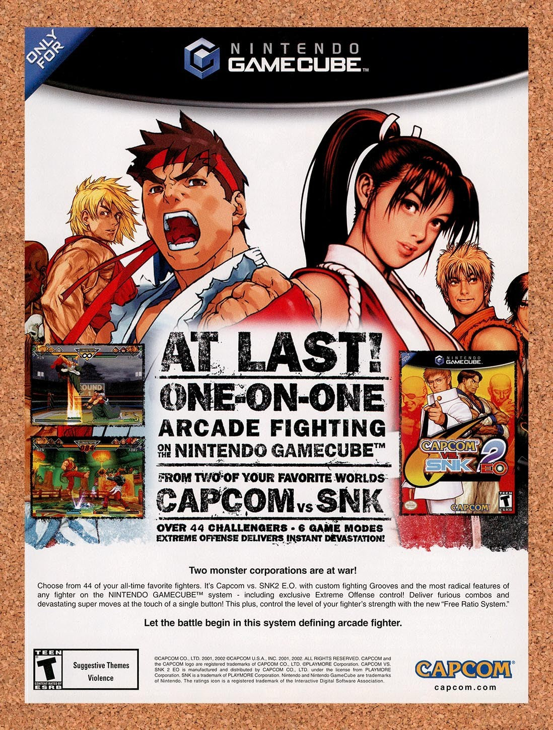 2002 Capcom vs SNK 2 EO GameCube Original Advertisement / Retro Promo v1